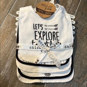 Chick Pea White and Black Bibs Set Adventure Collection